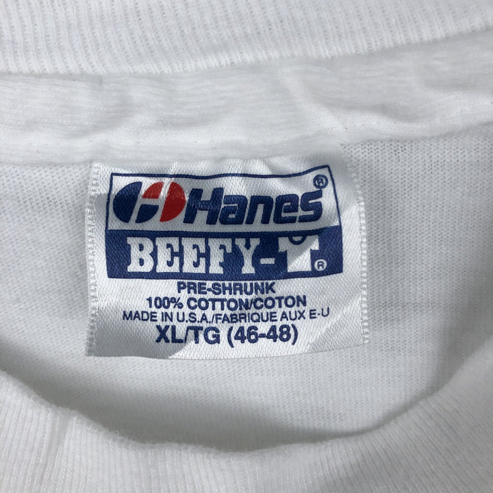 90'S Hanes BEEFY-T Printed T-shirt Made in USA Men's XL Vintage cotton white type Vintage Second Hand