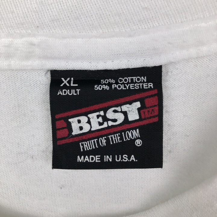 90'S Fruit of the Loom Best Print T-Shirt, Made in USA, Men's Size XL (approx.) cotton white type Vintage Second Hand