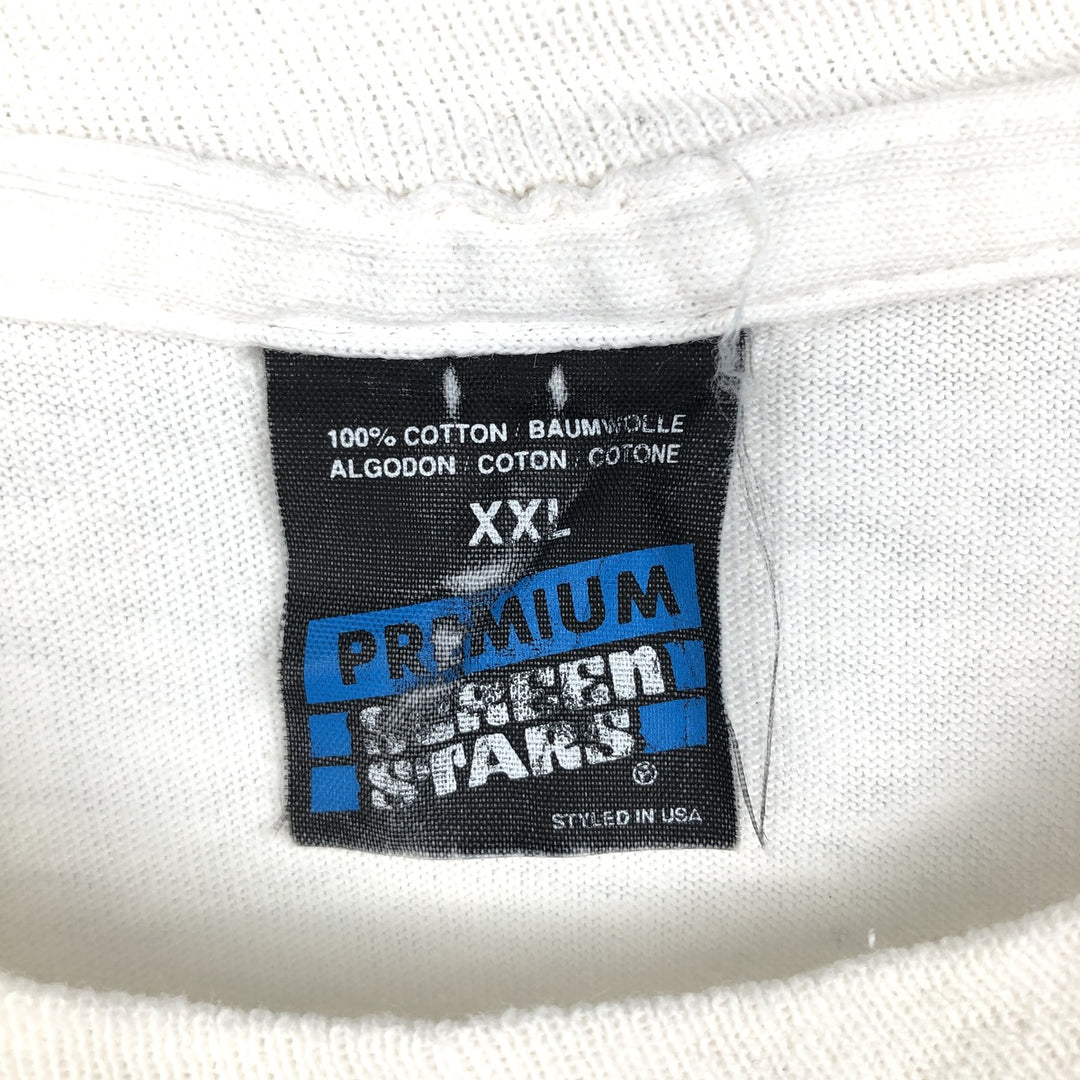 90'S Screen Stars Premium Print T-Shirt, Made in USA, Men's XXL equivalent, Vintage cotton white type Vintage Second Hand