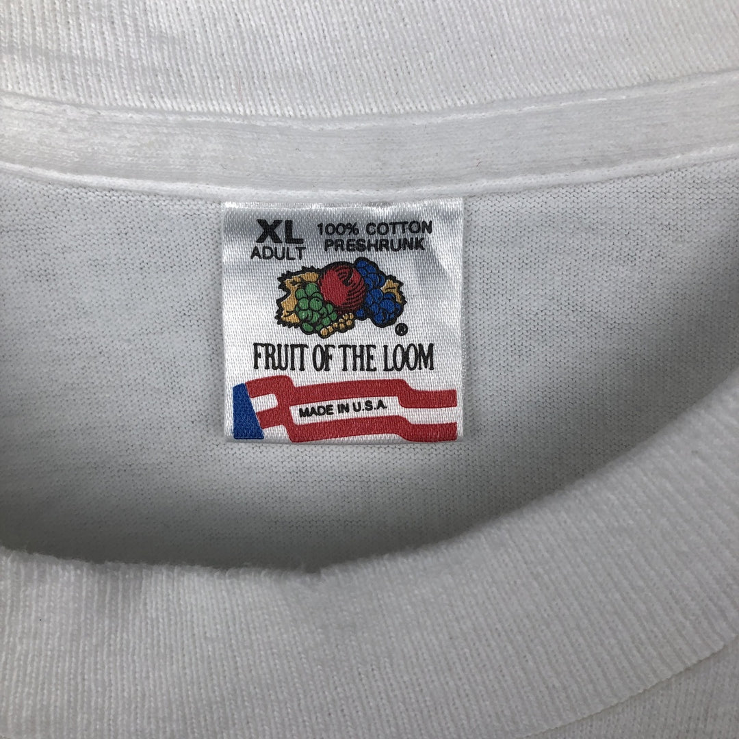 Fruit of the Loom Print T-Shirt, Made in USA, Men's XL cotton white type Vintage Second Hand