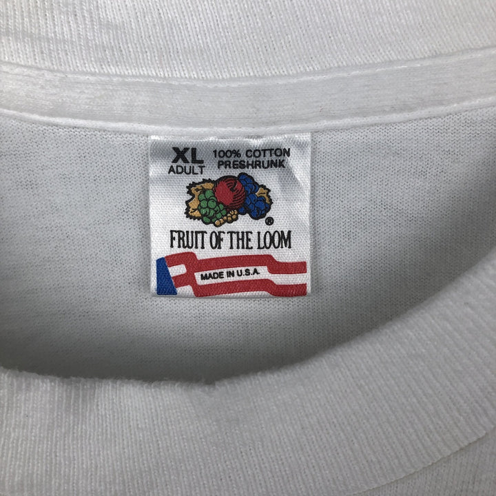 Fruit of the Loom Print T-Shirt, Made in USA, Men's XL cotton white type Vintage Second Hand