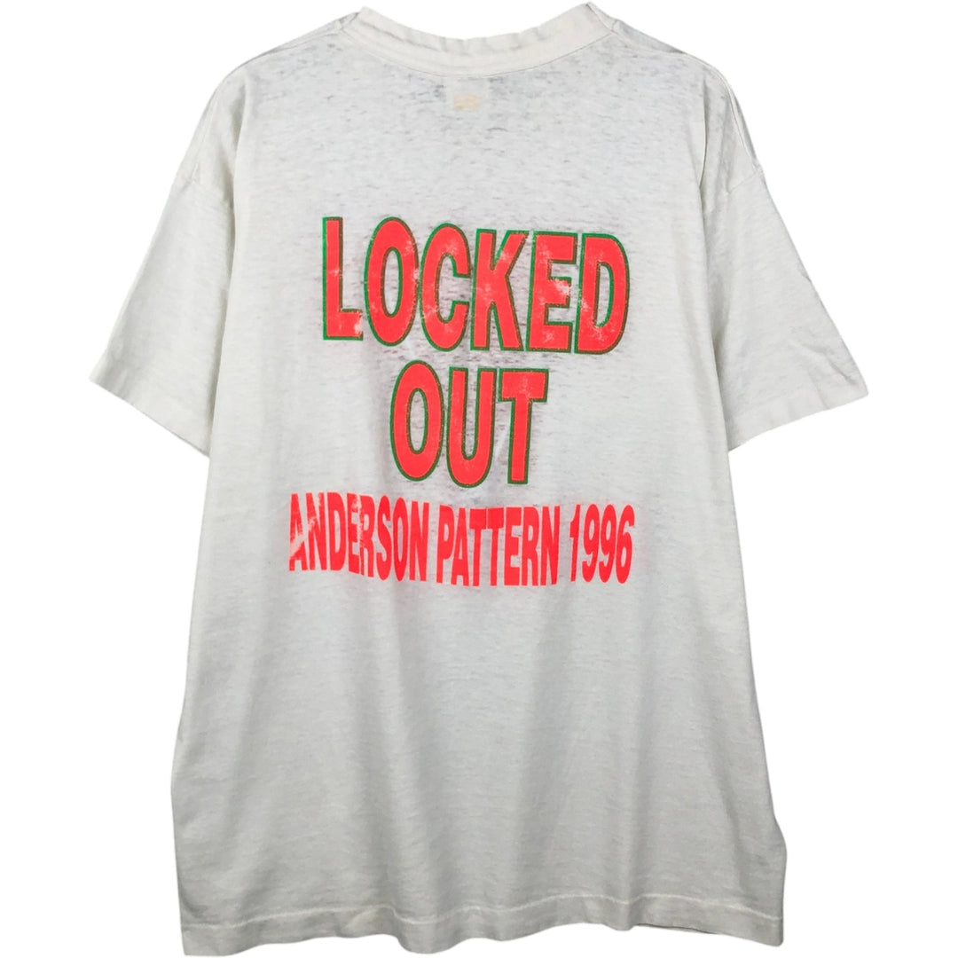 90'S Fruit of the Loom Best Printed T-shirt, Made in USA, Men's L size, Vintage cotton white type Vintage Second Hand