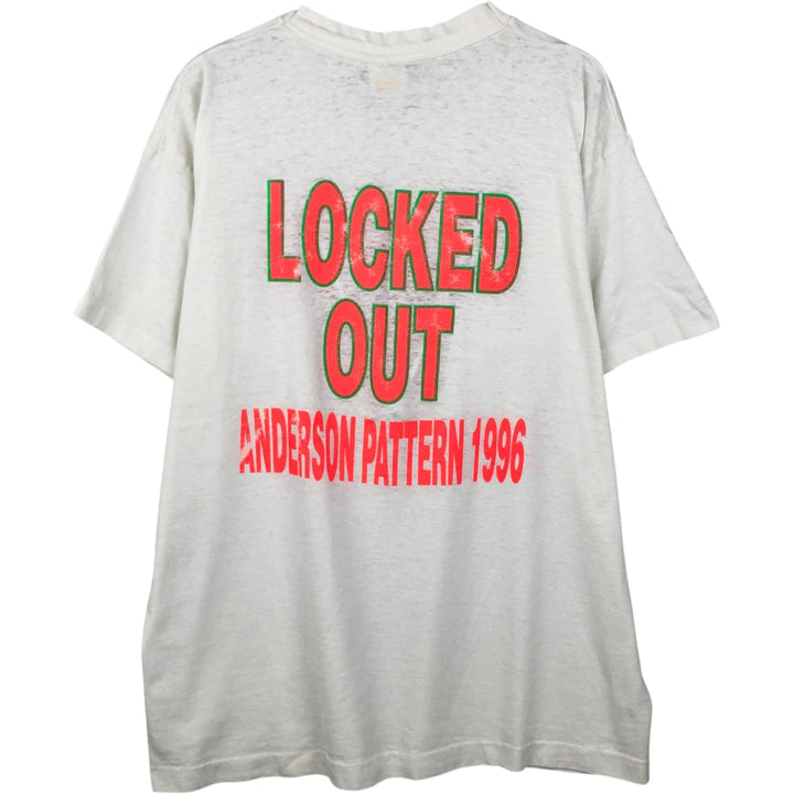 90'S Fruit of the Loom Best Printed T-shirt, Made in USA, Men's L size, Vintage cotton white type Vintage Second Hand