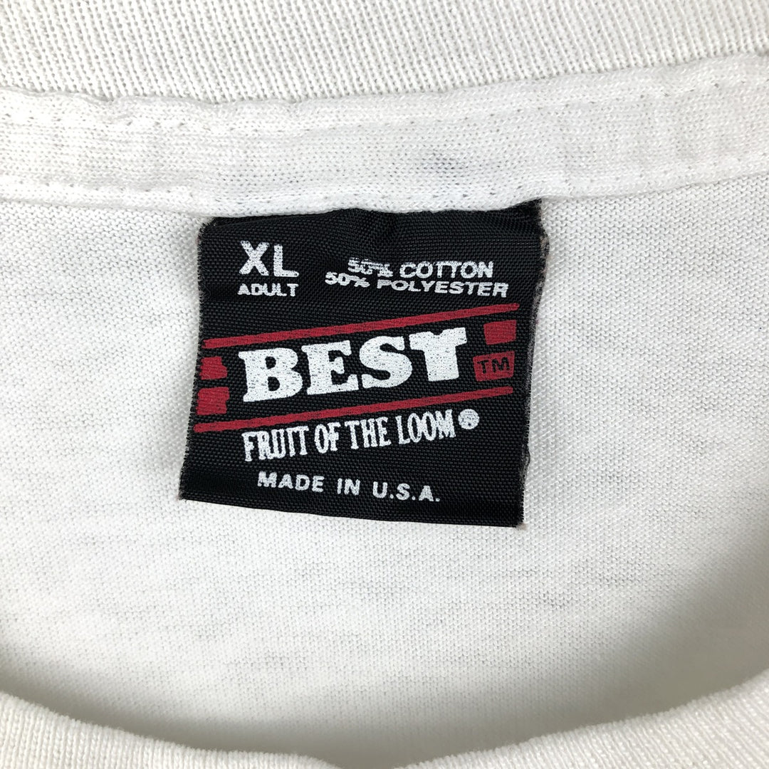 90'S Fruit of the Loom Best Printed T-shirt, Made in USA, Men's XL, Vintage cotton white type Vintage Second Hand
