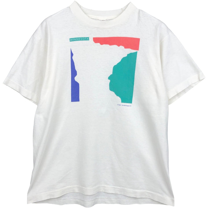 90'S Fruit of the Loom printed T-shirt, made in the USA, men's size L, vintage cotton white type Vintage Second Hand