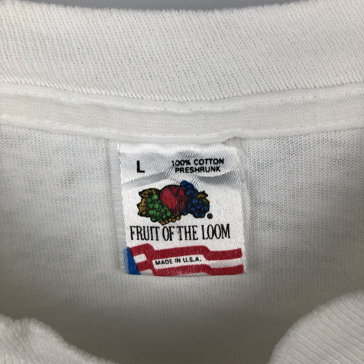 90'S Fruit of the Loom printed T-shirt, made in the USA, men's size L, vintage cotton white type Vintage Second Hand