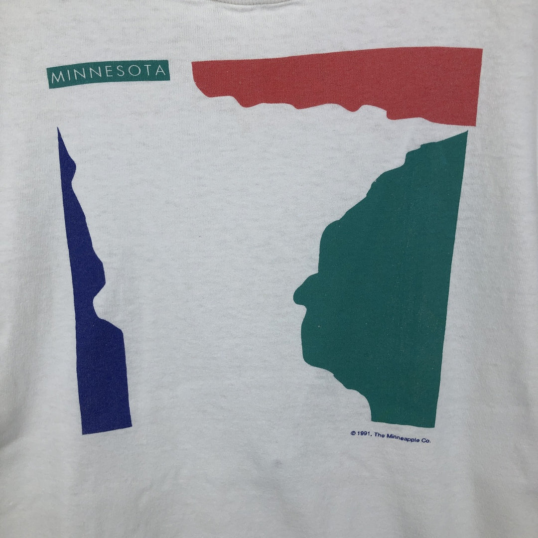 90'S Fruit of the Loom printed T-shirt, made in the USA, men's size L, vintage cotton white type Vintage Second Hand