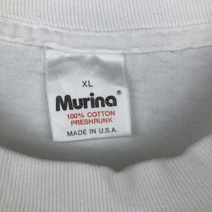 90'S Murina Print T-Shirt, Made in USA, Men's XL equivalent, Vintage cotton white type Vintage Second Hand
