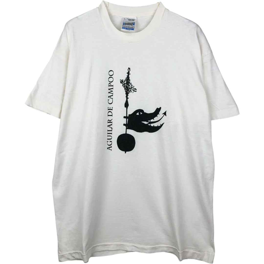 90'S Fruit of the Loom Screen Stars Print T-Shirt, Made in USA, Men's Size L (approx.), Vintage cotton white type Vintage Second Hand