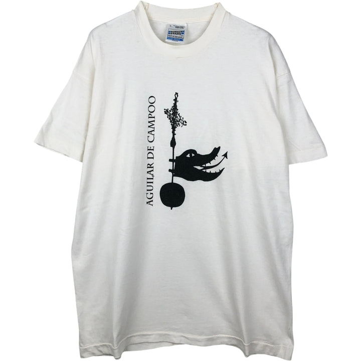 90'S Fruit of the Loom Screen Stars Print T-Shirt, Made in USA, Men's Size L (approx.), Vintage cotton white type Vintage Second Hand