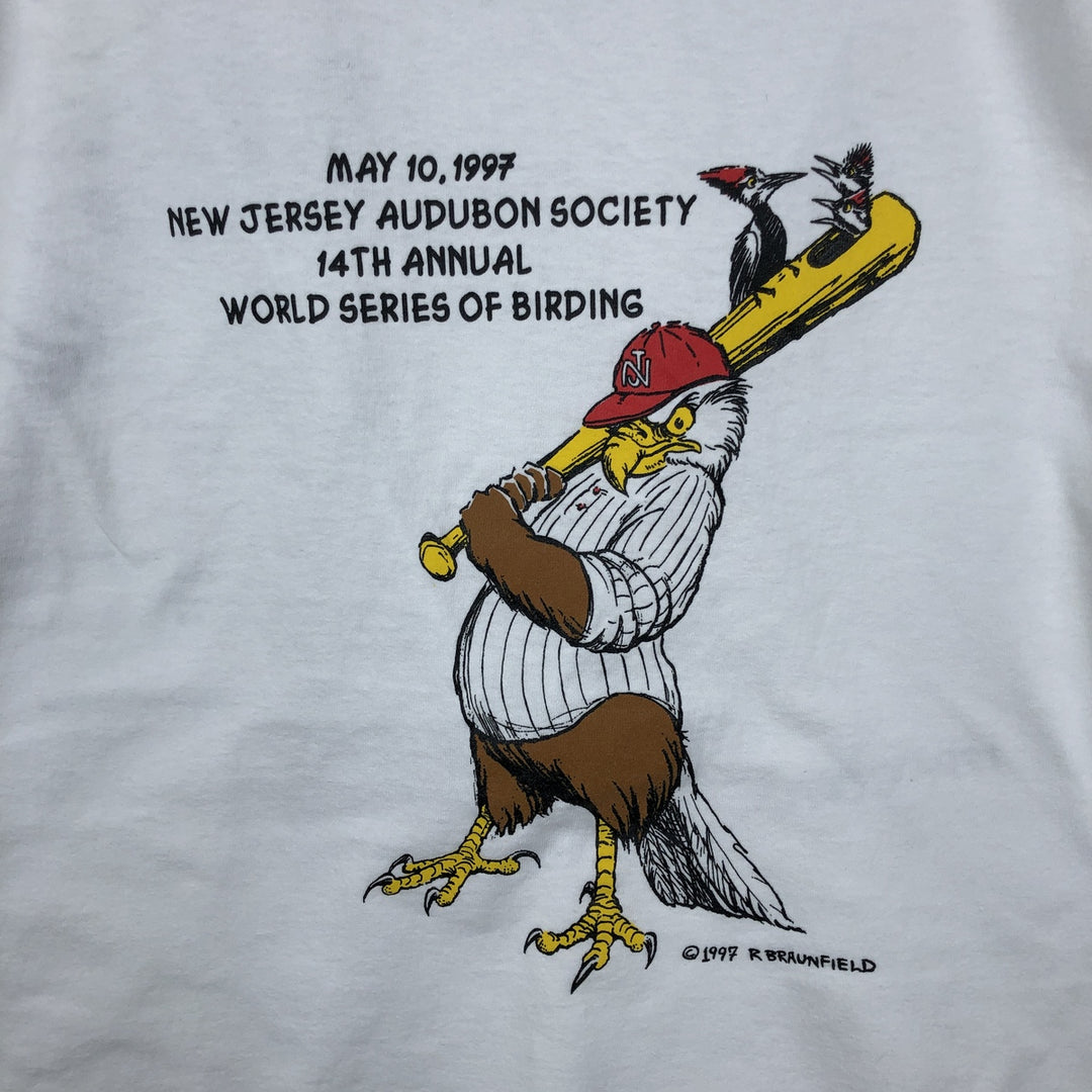 90'S Anvil Printed T-shirt, Made in USA, Men's M size, Vintage cotton white type Vintage Second Hand