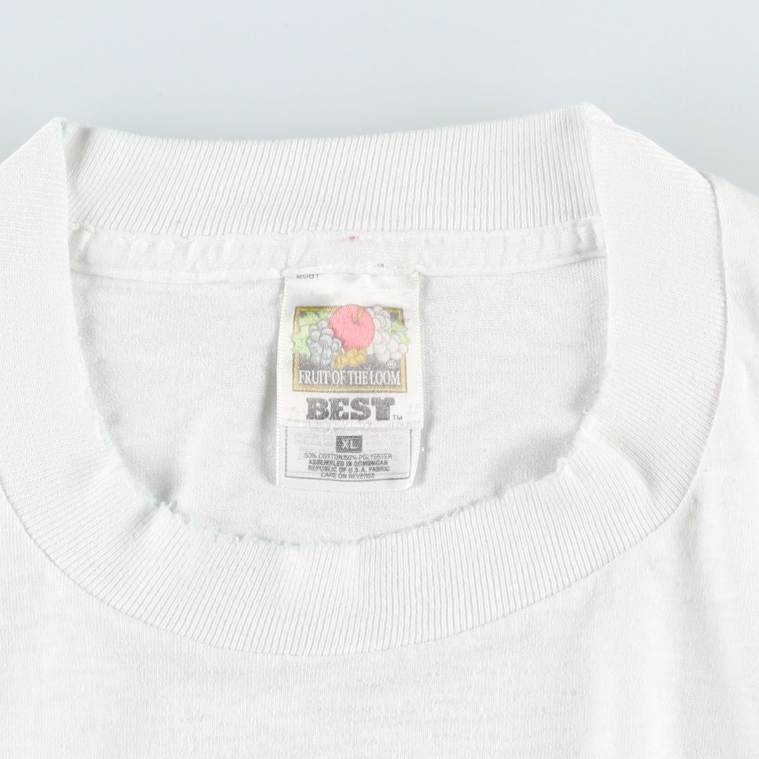 90'S Fruit of the Loom Best Print T-Shirt, Men's Size XL (approx.) cotton white type Vintage Second Hand