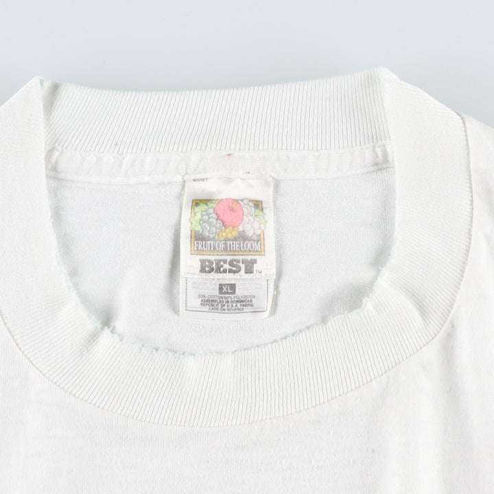 90'S Fruit of the Loom Best Print T-Shirt, Men's Size XL (approx.) cotton white type Vintage Second Hand