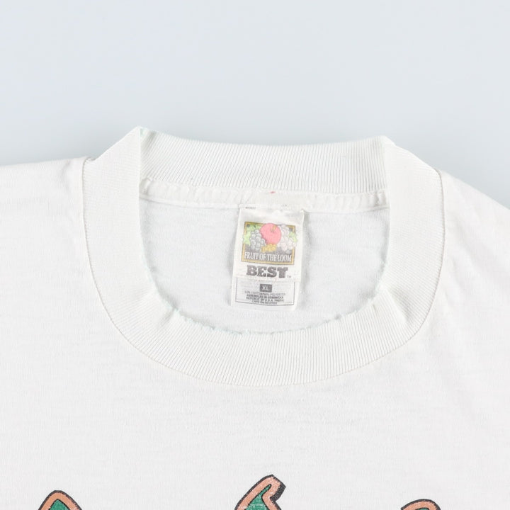 90'S Fruit of the Loom Best Print T-Shirt, Men's Size XL (approx.) cotton white type Vintage Second Hand