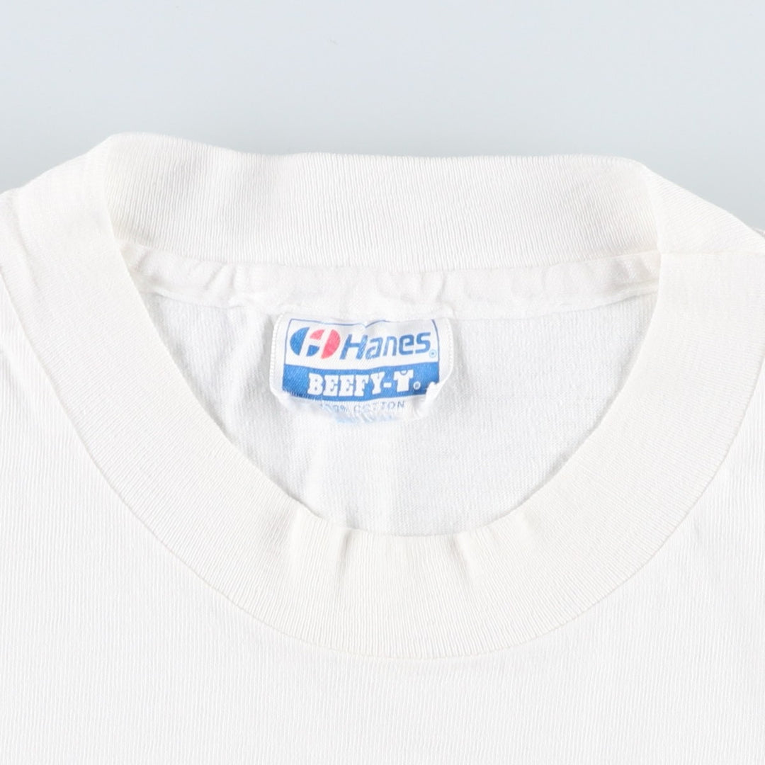 80'S Hanes BEEFY-T Blue Tag Printed T-Shirt, Men's XL (approx.), Vintage cotton white type Vintage Second Hand