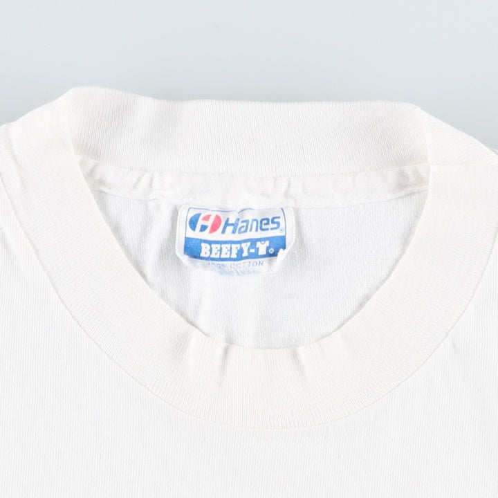 80'S Hanes BEEFY-T Blue Tag Printed T-Shirt, Men's XL (approx.), Vintage cotton white type Vintage Second Hand
