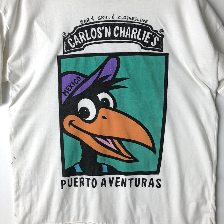 ~90'S Print T-shirt, Men's Size L (approx.), Vintage unclear white type Vintage Second Hand