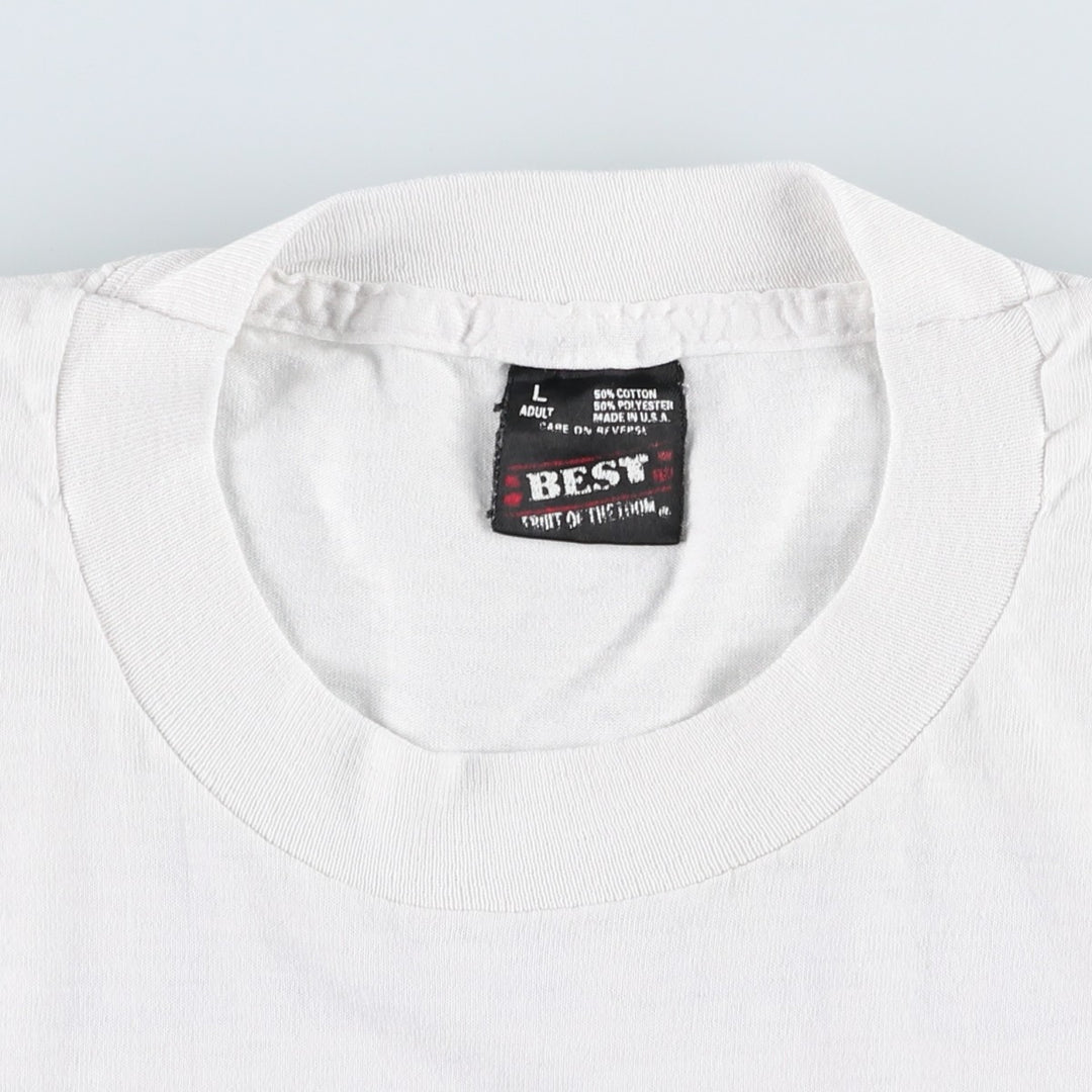 90'S Fruit of the Loom Best Print T-Shirt, Made in USA, Men's Size L (approx.) cotton white type Vintage Second Hand