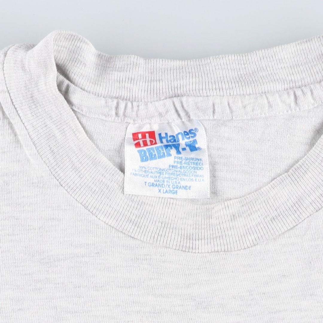90'S Hanes BEEFY-T Printed T-shirt Made in USA Men's XL Vintage cotton white type Vintage Second Hand