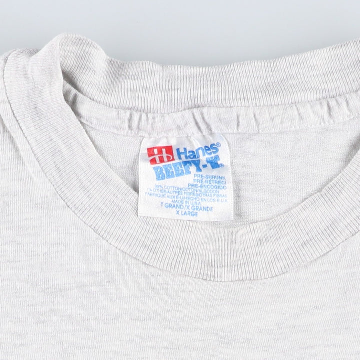 90'S Hanes BEEFY-T Printed T-shirt Made in USA Men's XL Vintage cotton white type Vintage Second Hand