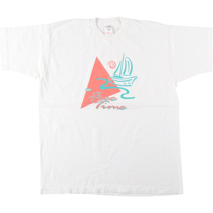 90'S Fruit of the Loom printed T-shirt, men's XL size, vintage cotton white type Vintage Second Hand