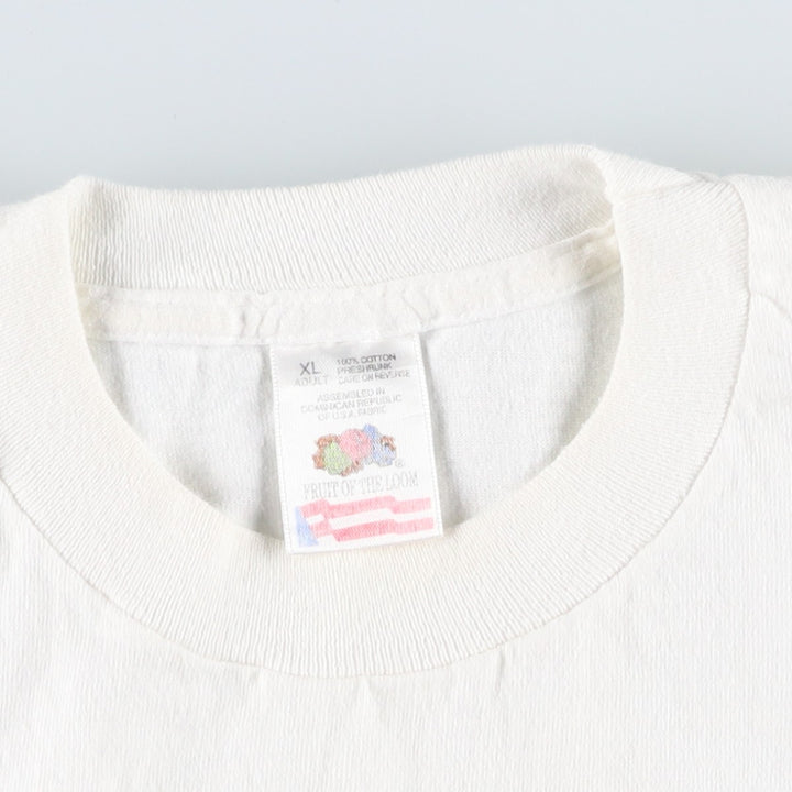 90'S Fruit of the Loom printed T-shirt, men's XL size, vintage cotton white type Vintage Second Hand