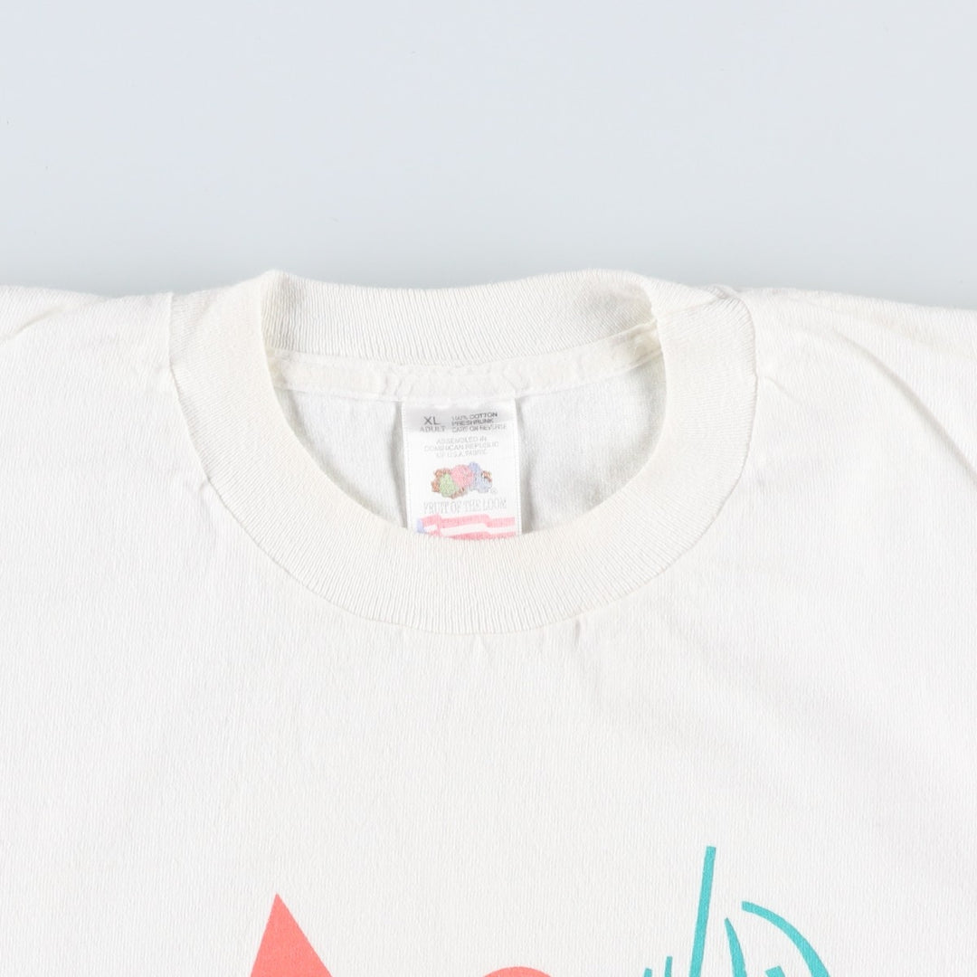 90'S Fruit of the Loom printed T-shirt, men's XL size, vintage cotton white type Vintage Second Hand