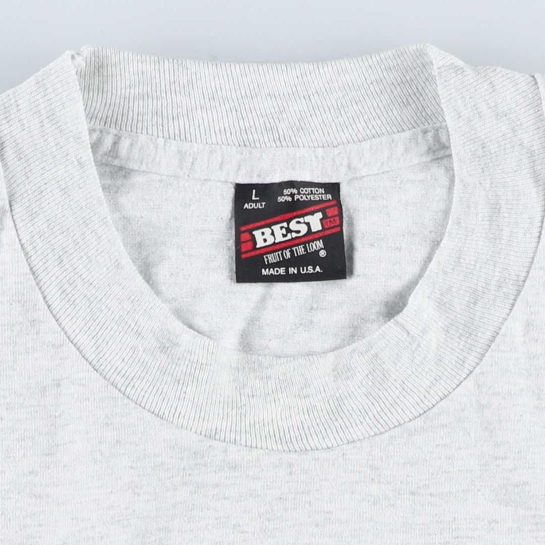 90'S Fruit of the Loom Best Print T-Shirt, Made in USA, Men's Size L (approx.) cotton white type Vintage Second Hand