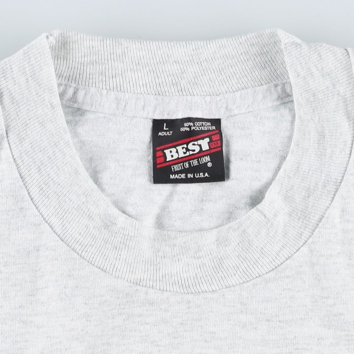 90'S Fruit of the Loom Best Print T-Shirt, Made in USA, Men's Size L (approx.) cotton white type Vintage Second Hand