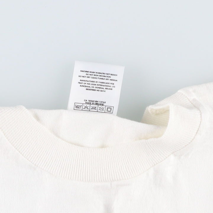 90'S Fruit of the Loom Screen Stars Print T-Shirt, Made in USA, Men's Size L (approx.), Vintage cotton white type Vintage Second Hand