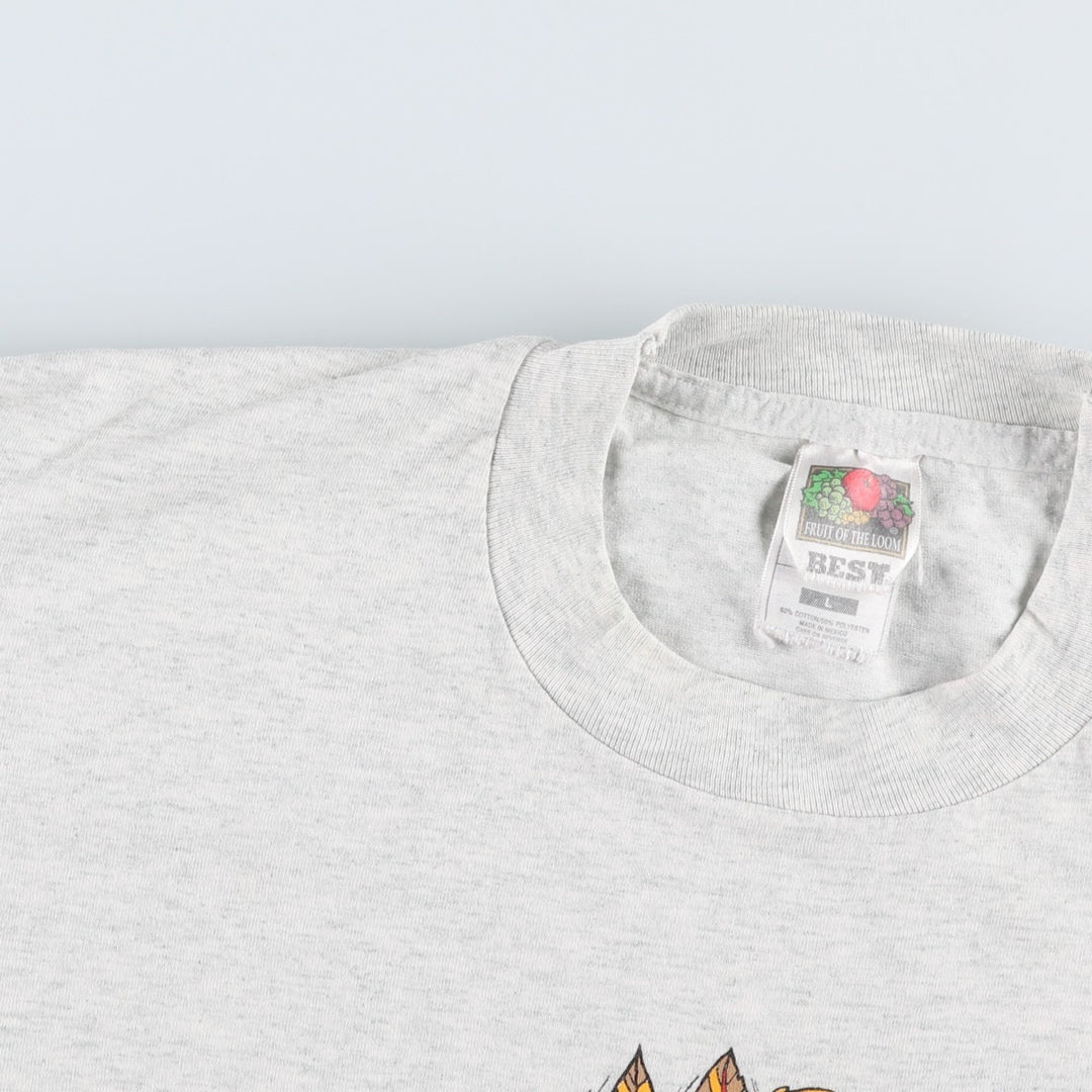90'S Fruit of the Loom Best Print T-Shirt, Men's Size L (approx.) cotton white type Vintage Second Hand