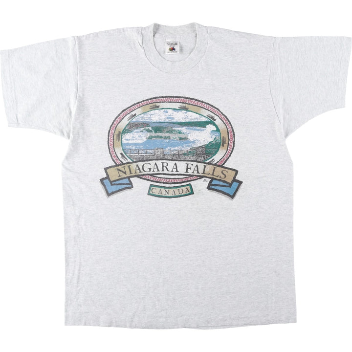 90'S Fruit of the Loom printed T-shirt, made in Canada, men's XL size, vintage cotton white type Vintage Second Hand