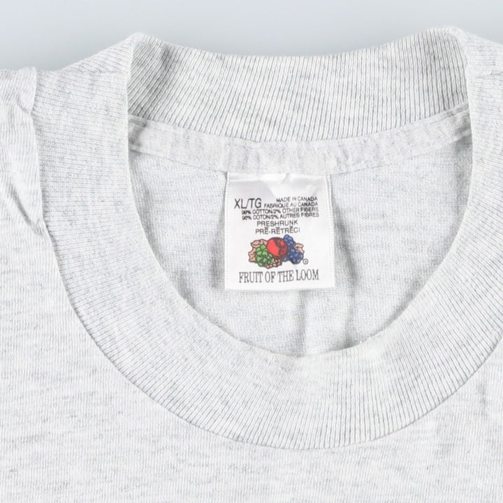 90'S Fruit of the Loom printed T-shirt, made in Canada, men's XL size, vintage cotton white type Vintage Second Hand