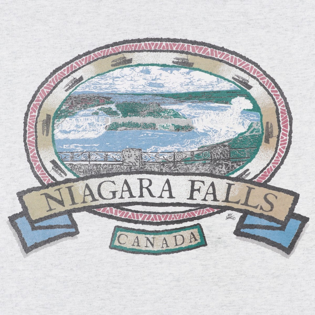 90'S Fruit of the Loom printed T-shirt, made in Canada, men's XL size, vintage cotton white type Vintage Second Hand