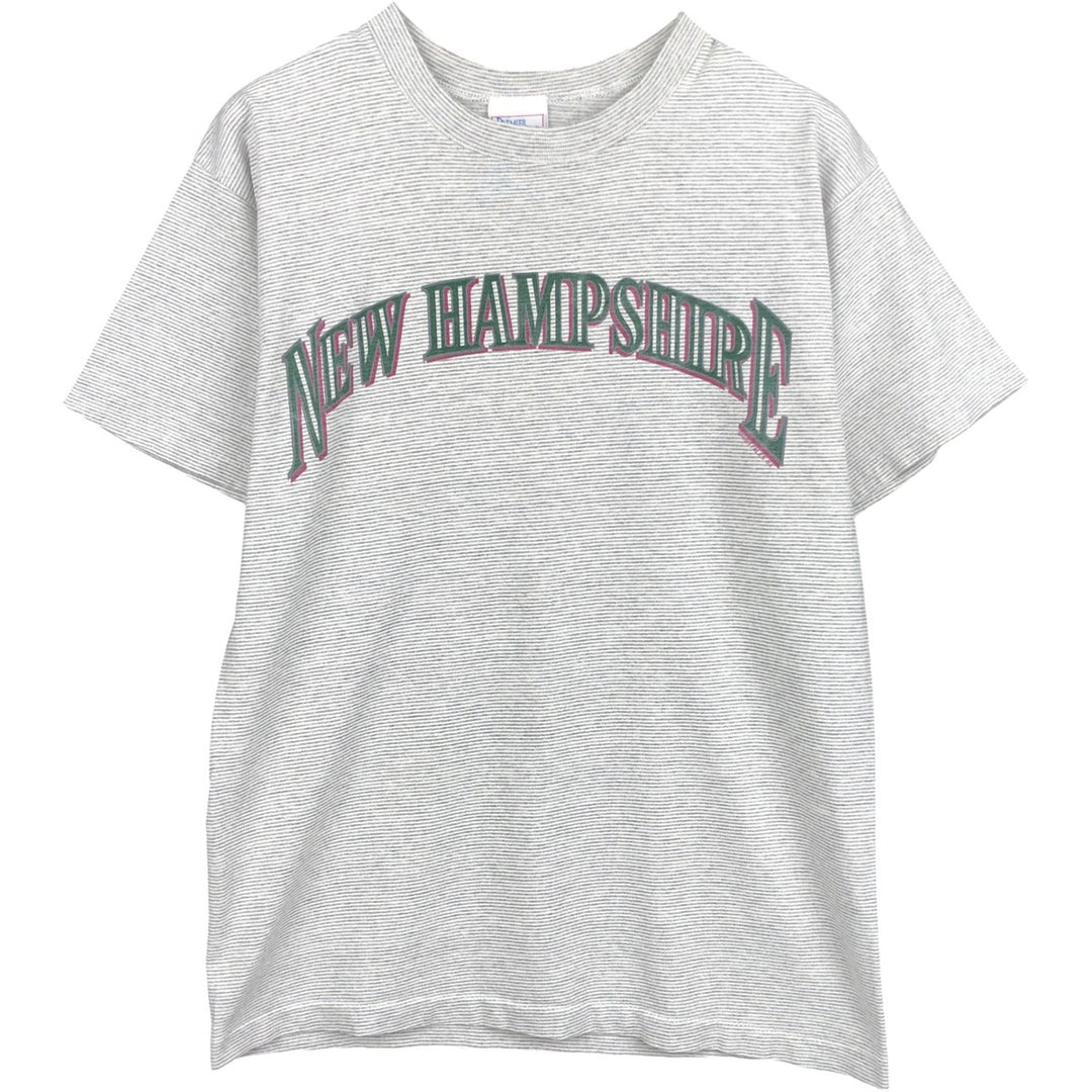 90'S PREMIER SPORTSWEAR Striped Pattern Print T-Shirt, Made in USA, Men's Size M (Equivalent), Vintage cotton gray type Vintage Second Hand