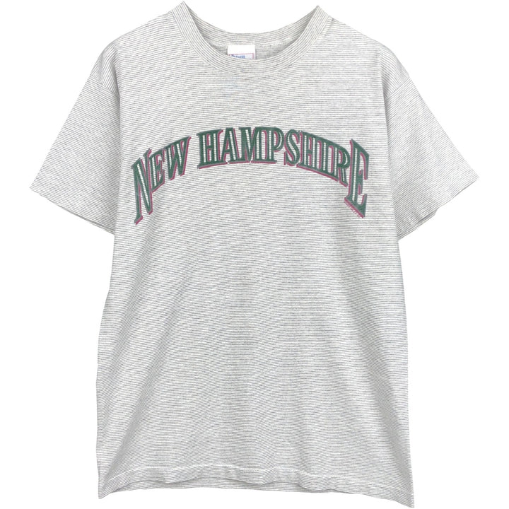 90'S PREMIER SPORTSWEAR Striped Pattern Print T-Shirt, Made in USA, Men's Size M (Equivalent), Vintage cotton gray type Vintage Second Hand
