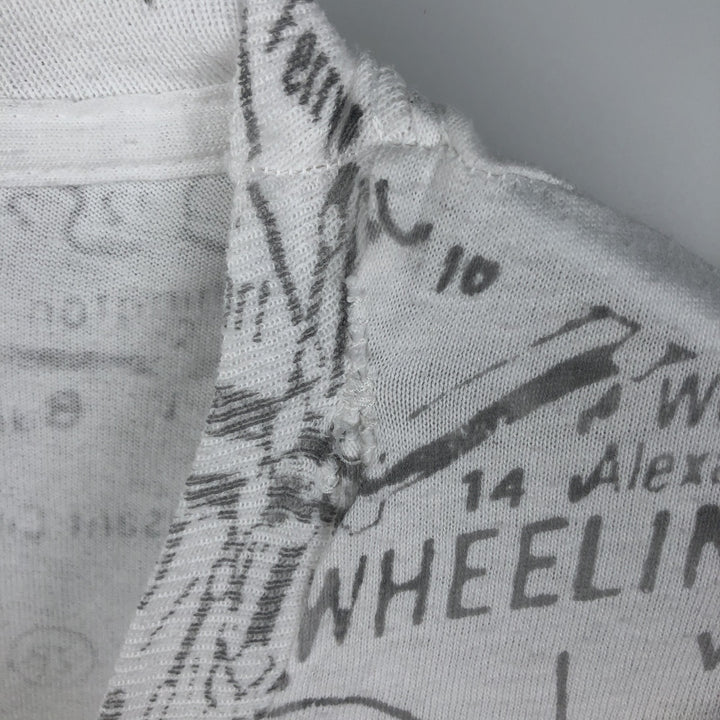 All-over print T-shirt, men's size L (approx.) unclear white type Vintage Second Hand
