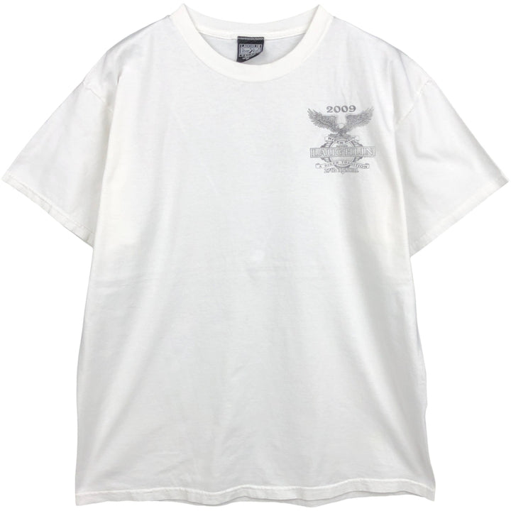 Laughlin River Run Eagle Pattern Print T-Shirt, Made in USA, Men's XL (approx.) cotton white type Vintage Second Hand