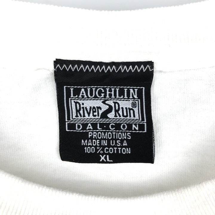 Laughlin River Run Eagle Pattern Print T-Shirt, Made in USA, Men's XL (approx.) cotton white type Vintage Second Hand