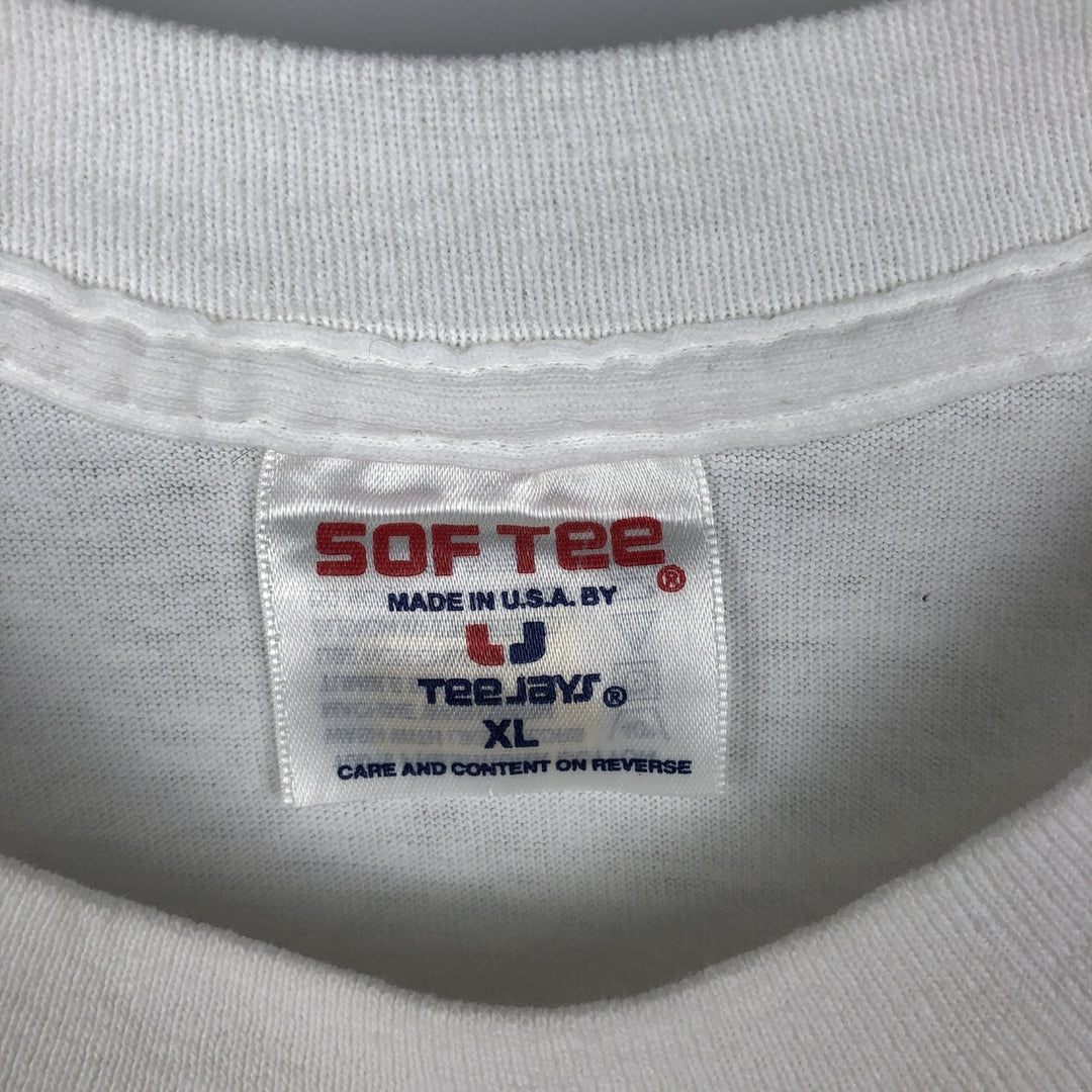 90'S Tee Jays SOF TEE Print T-Shirt, Made in USA, Men's XL equivalent, Vintage cotton white type Vintage Second Hand