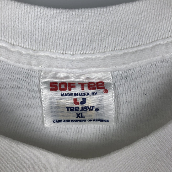 90'S Tee Jays SOF TEE Print T-Shirt, Made in USA, Men's XL equivalent, Vintage cotton white type Vintage Second Hand