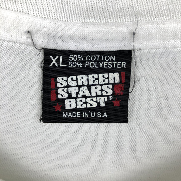 90'S SCREEN STARS Printed T-shirt Made in USA Men's XL Vintage cotton white type Vintage Second Hand