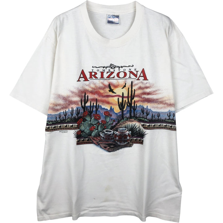 90'S All Sport Print T-Shirt, Men's Size L (Equivalent), Vintage cotton white type Vintage Second Hand