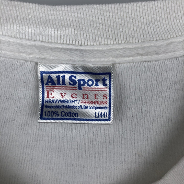 90'S All Sport Print T-Shirt, Men's Size L (Equivalent), Vintage cotton white type Vintage Second Hand