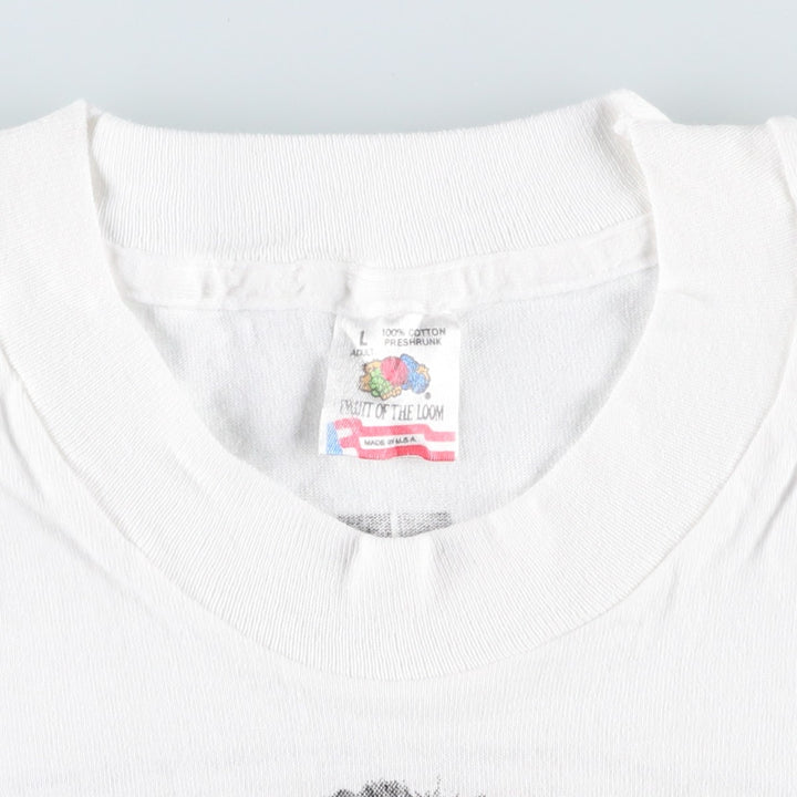 90'S Fruit of the Loom printed T-shirt, made in the USA, men's size L, vintage cotton white type Vintage Second Hand