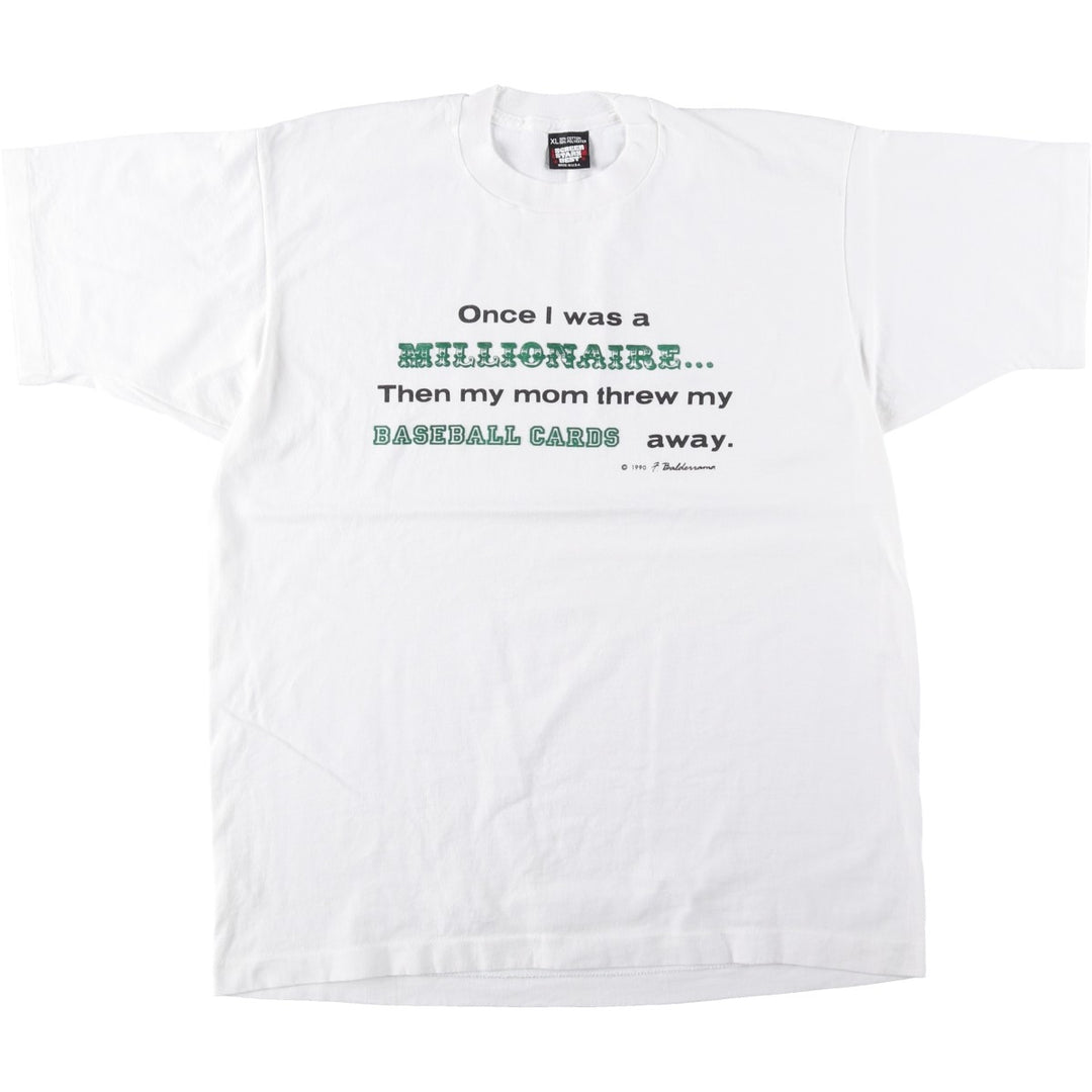 90'S Screen Stars Best Message Print T-Shirt, Made in USA, Men's XL, Vintage cotton white type Vintage Second Hand
