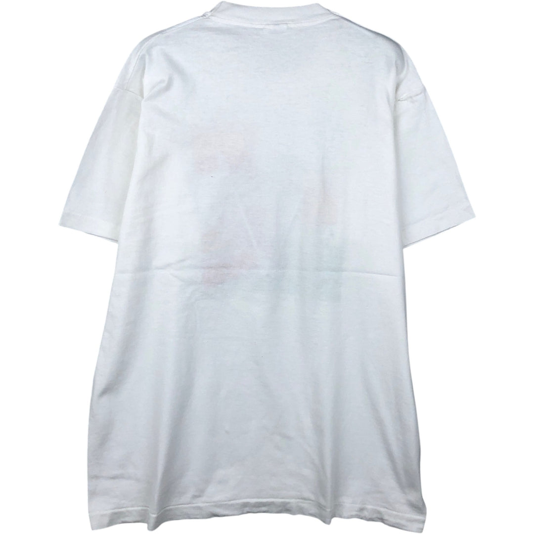 80'S Fruit of the Loom Rubes print T-shirt, Made in USA, Men's size L equivalent, Vintage cotton white type Vintage Second Hand