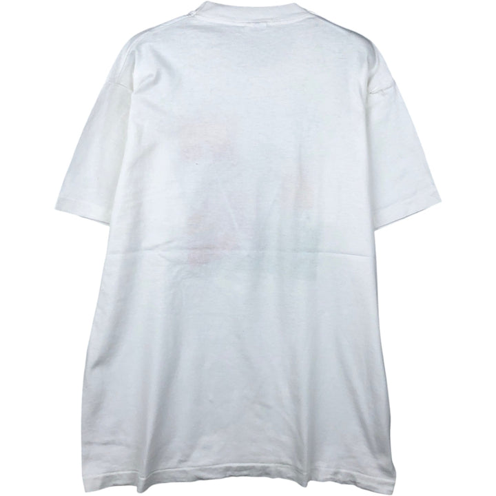 80'S Fruit of the Loom Rubes print T-shirt, Made in USA, Men's size L equivalent, Vintage cotton white type Vintage Second Hand