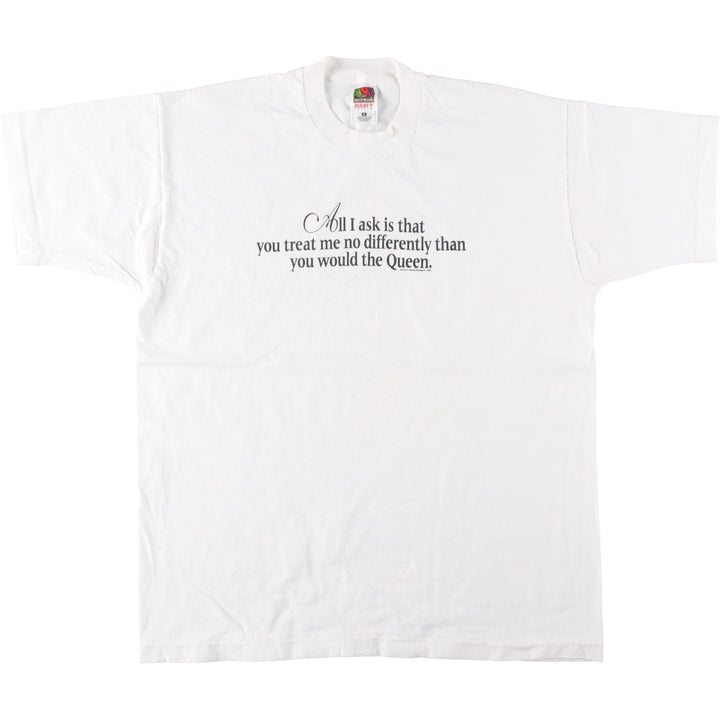 90'S Fruit of the Loom Heavy Cotton Message Print T-Shirt Men's XL Vintage cotton white type Vintage Second Hand