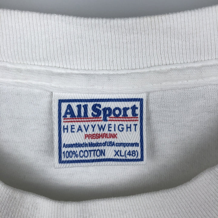 90'S All Sport American flag print T-shirt, Made in USA, Men's XL equivalent, Vintage cotton white type Vintage Second Hand